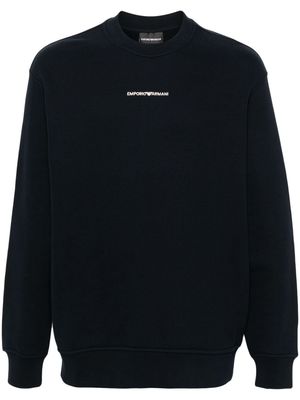 Emporio Armani logo-embroidery cotton sweatshirt - Blue