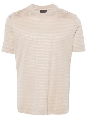 Emporio Armani logo-flocked lyocell blend T-shirt - Brown
