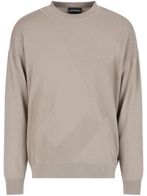 Emporio Armani logo-intarsia fine-knit jumper - Brown