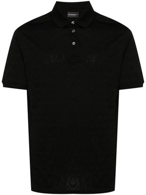 Emporio Armani logo-jacquard cotton polo shirt - Black