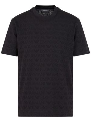 Emporio Armani logo-jacquard cotton T-shirt - Black