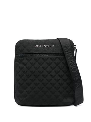 Emporio Armani logo-jacquard messenger bag - Black