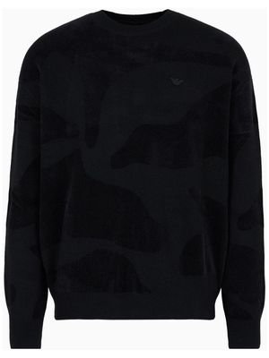 Emporio Armani logo-patch camouflage-pattern jumper - Black