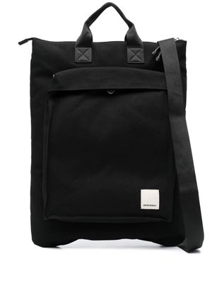 Emporio Armani logo-patch canvas tote bag - Black