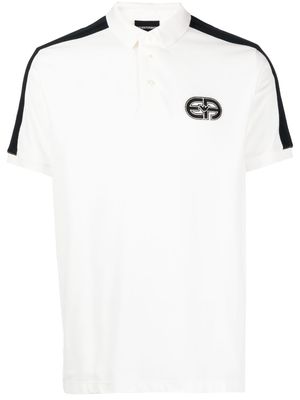Emporio Armani logo-patch cotton polo shirt - White
