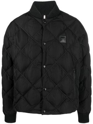 Emporio Armani logo-patch diamond-quilted bomber jacket - Black