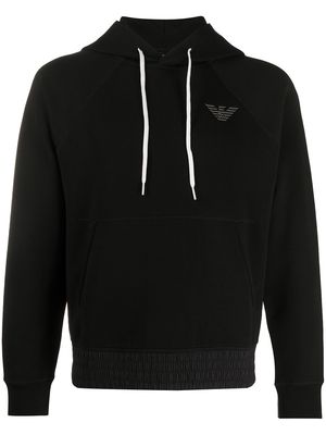 Emporio Armani logo patch hoodie - Black