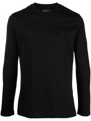 Emporio Armani logo-patch long-sleeve T-shirt - Black