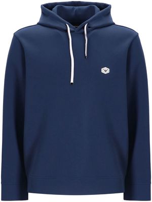 Emporio Armani logo-patch long-sleeved hoodie - Blue