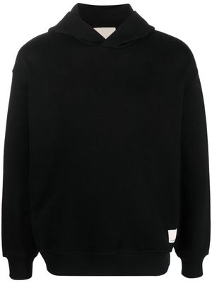Emporio Armani logo-patch organic cotton hoodie - Black