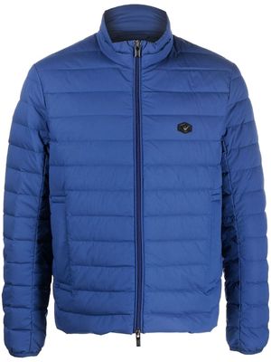 Emporio Armani logo patch padded zip-up jacket - Blue