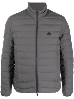Emporio Armani logo patch padded zip-up jacket - Grey