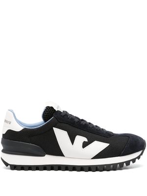 Emporio Armani logo-patch panelled sneakers - Blue