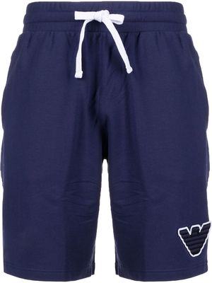 Emporio Armani logo-patch track shorts - Blue