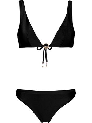 Emporio Armani logo-plaque detail bikini set - Black