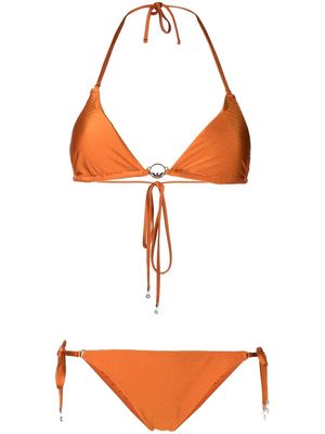 Emporio Armani logo-plaque detail bikini set - Blue