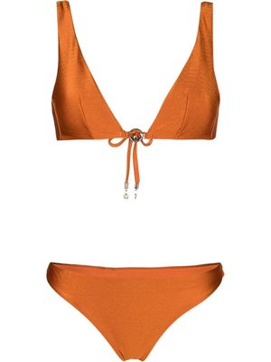 Emporio Armani logo-plaque detail bikini set - Orange