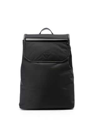 Emporio Armani logo-plaque foldover backpack - Black