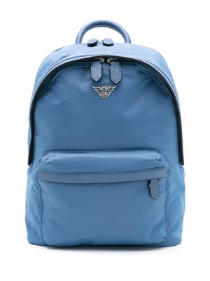 Emporio Armani logo-plaque recycled-nylon backpack - Blue