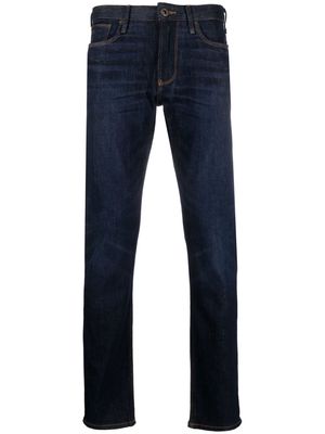 Emporio Armani logo-plaque straight leg jeans - Blue