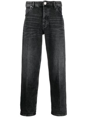 Emporio Armani logo-plaque stretch-cotton cropped jeans - Black