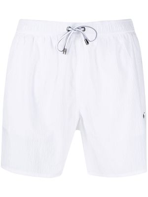 Emporio Armani logo plaque swim shorts - White