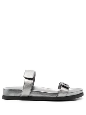 Emporio Armani logo-plaque touch-strap sandals - Silver
