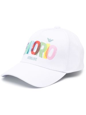 Emporio Armani logo-print cotton cap - White