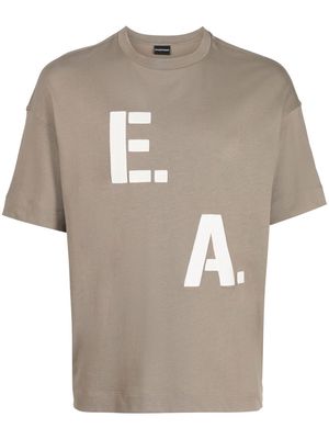 Emporio Armani logo-print cotton T-shirt - Brown