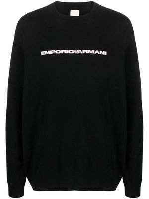 Emporio Armani logo-print crew-neck jumper - Black
