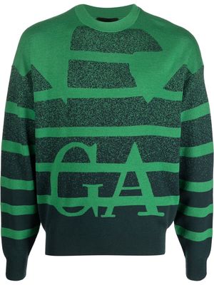 Emporio Armani logo-print crew neck sweater - Green