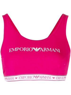 Emporio Armani logo-print cropped tank top - Red