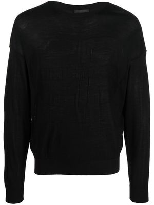 Emporio Armani logo-print detail knit jumper - Black