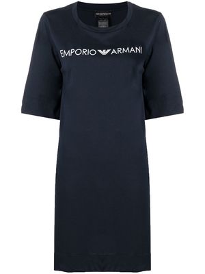 Emporio Armani logo-print detail T-shirt dress - Blue