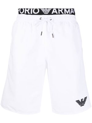 Emporio Armani logo-print drawstring swim shorts - White