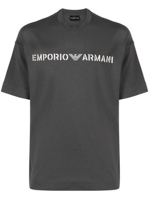 Emporio Armani logo-print drop-shoulder T-shirt - Grey