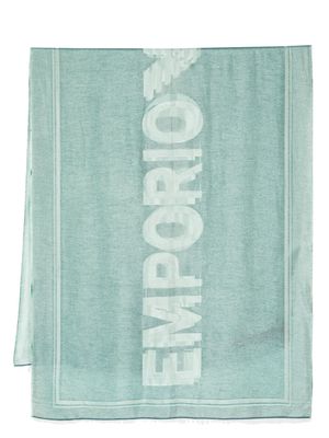 Emporio Armani logo-print frayed-edge scarf - Green