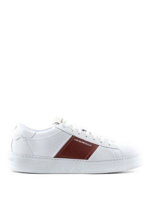 Emporio Armani logo-print leather sneakers - White