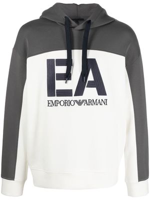 Emporio Armani logo-print long-sleeve hoodie - Grey