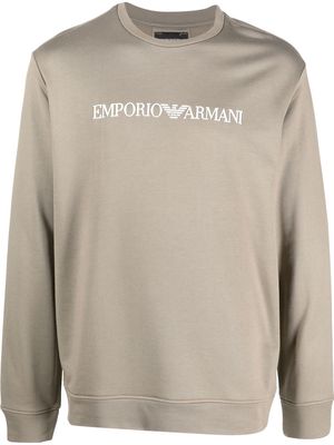 Emporio Armani logo-print long-sleeve sweatshirt - Neutrals