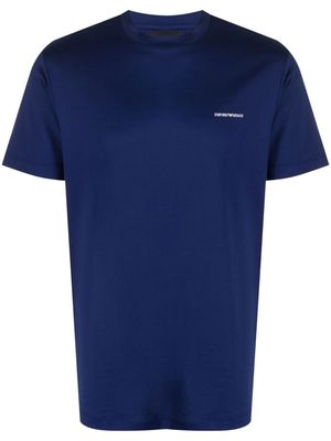 Emporio Armani logo-print lyocell-cotton T-shirt - Blue