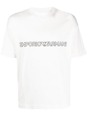 Emporio Armani logo-print lyocell-cotton T-shirt - White
