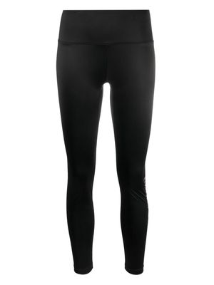 Emporio Armani logo-print metallic-finish leggings - Black