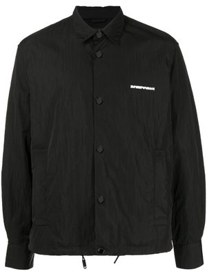 Emporio Armani logo-print shirt jacket - Black