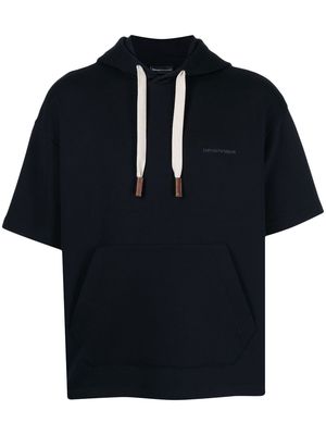 Emporio Armani logo-print short-sleeved hoodie - Blue