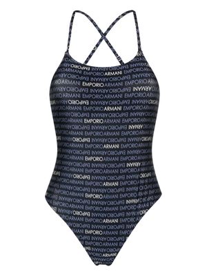 Emporio Armani logo-print swimsuit - Blue