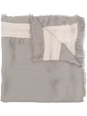 Emporio Armani logo-print wool scarf - Grey