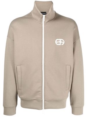 Emporio Armani logo-print zip-up sweater - Neutrals