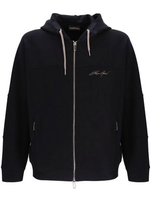 Emporio Armani logo-print zipped hoodie - Blue