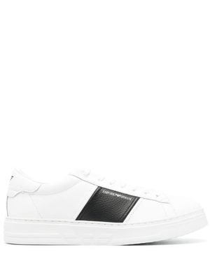Emporio Armani logo-printed leather sneakers - White